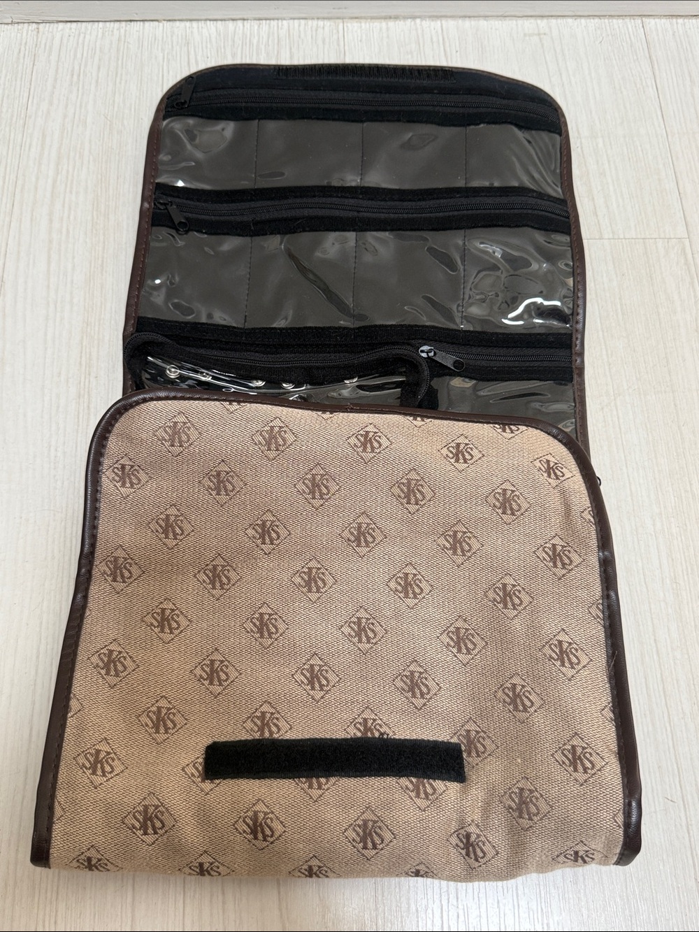 SKS Silver Safekeeper Brown Vintage Travel Jewelry Organizer